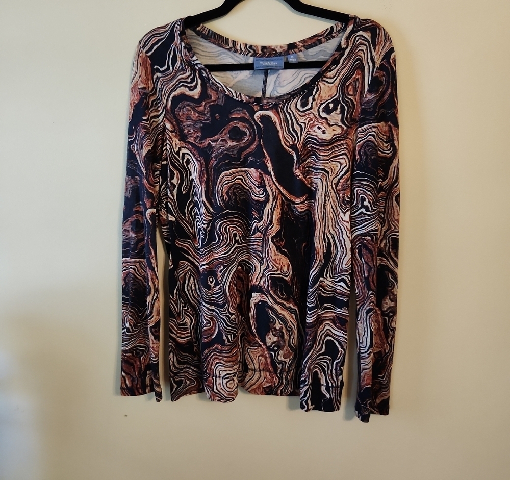Simply Vera Vera Wang Marble Pattern Long Sleeve Top
